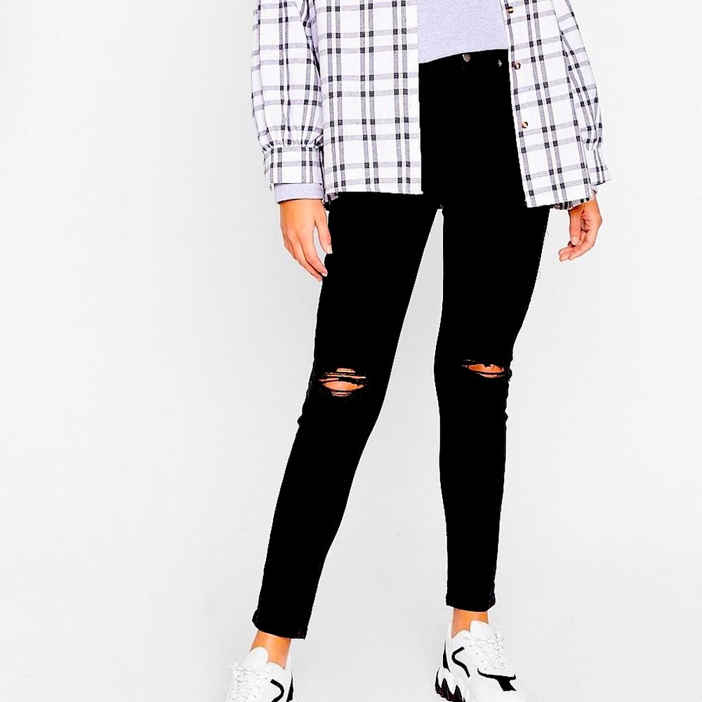Nasty Gal Black Distressed Skinny Jeans